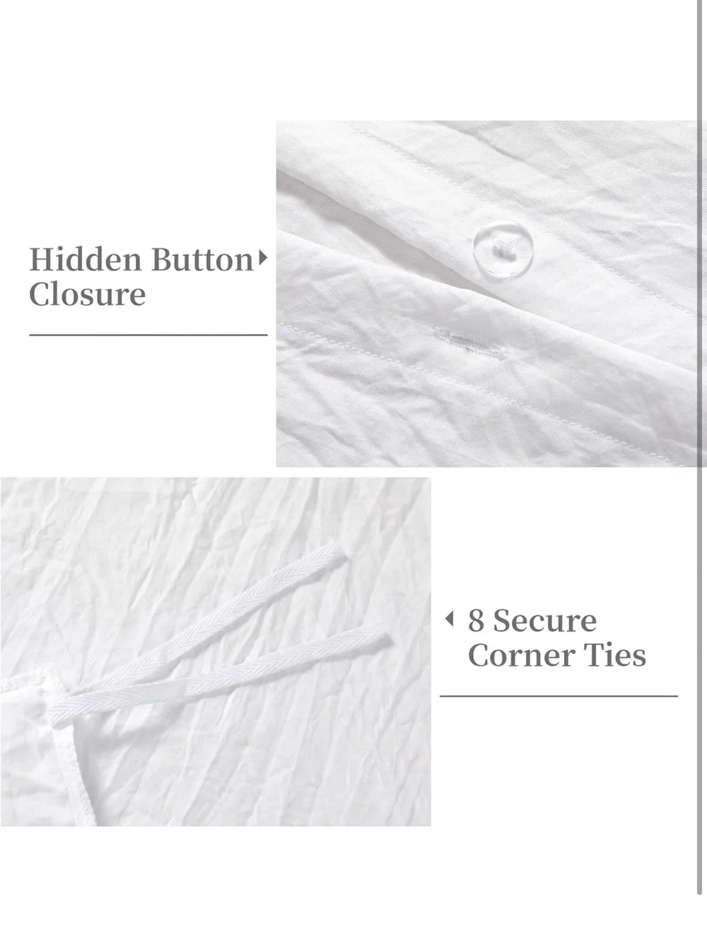 NWOT CAROMIO White Ruffled Duvet Cover Twin, 2PCS